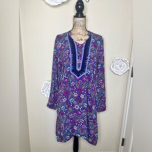 NTM: Matilda Jane Thoughts & Dreams High Low Floral Blueish Purple Dress Sz L